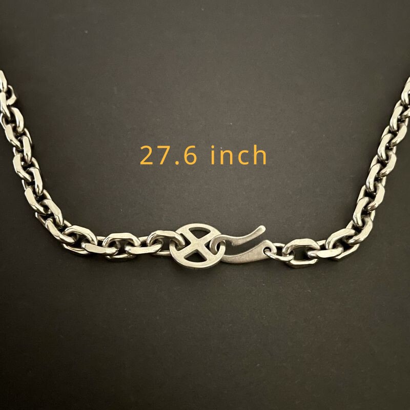 7mm TA1 Pure Titanium Batch Angle Chain Necklace Lightweight Anti Allergy 27.6″