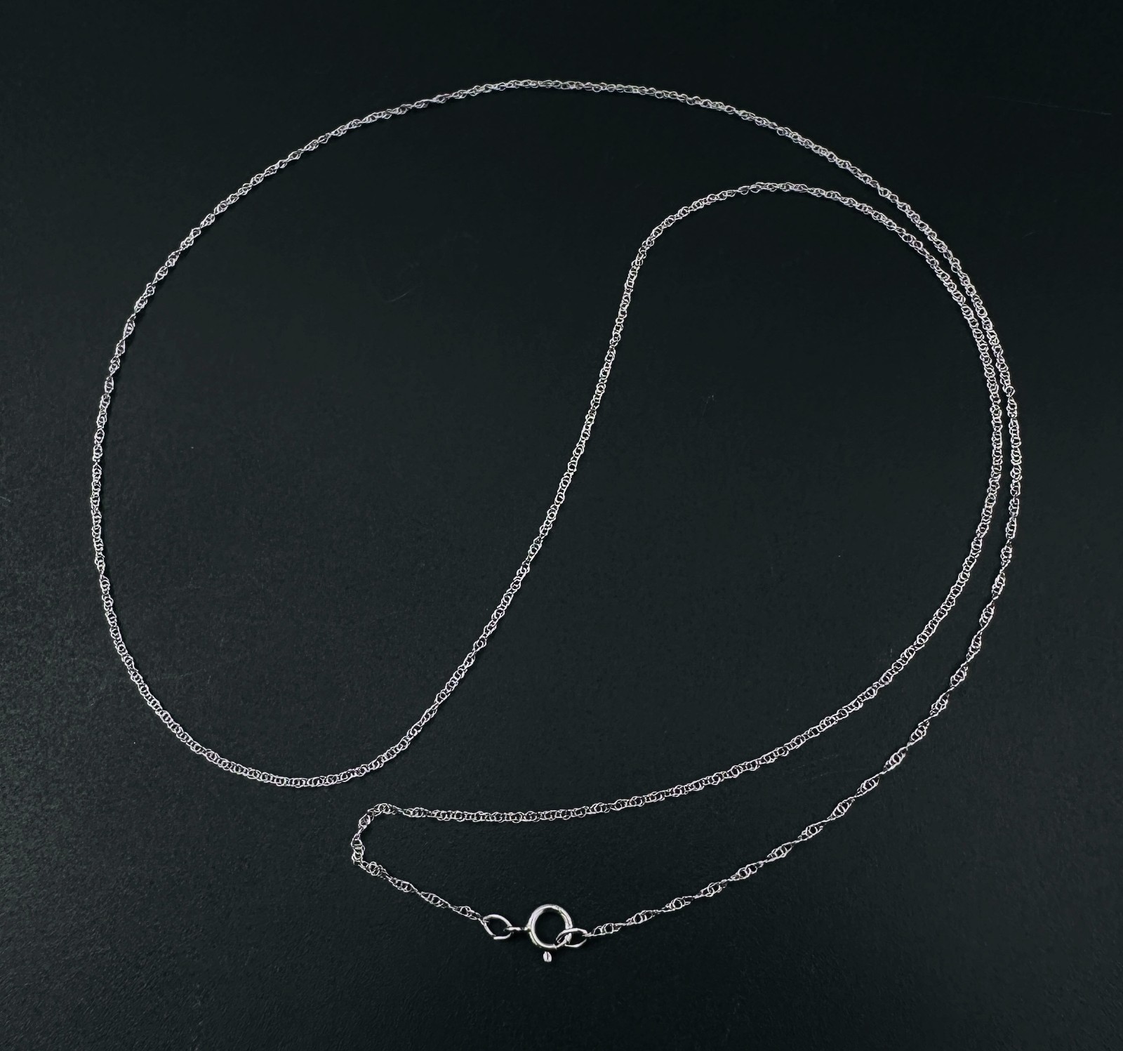 Solid 10K White Gold Thin Prince of Wales Link Chain Necklace, .8mm, 20 1/8″