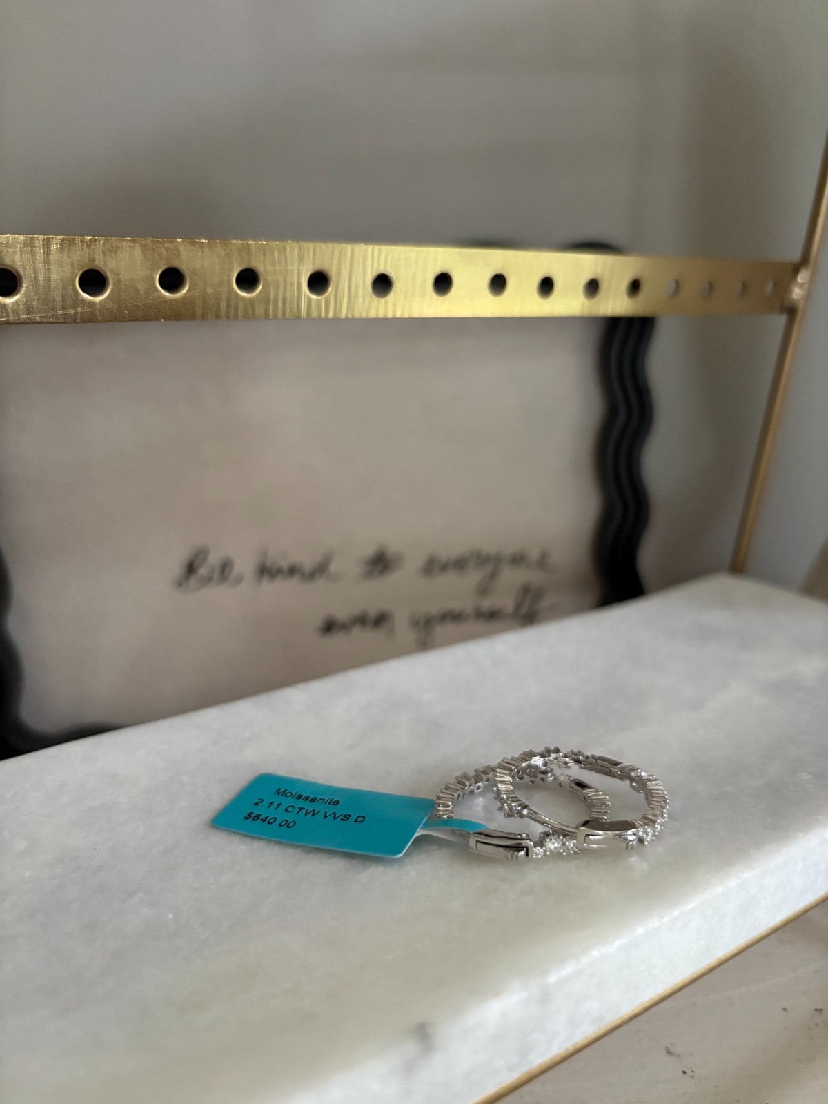 2.11 CTW D VVS Moissanite Hoop Earrings 18K White Gold Layered NWT Hinged