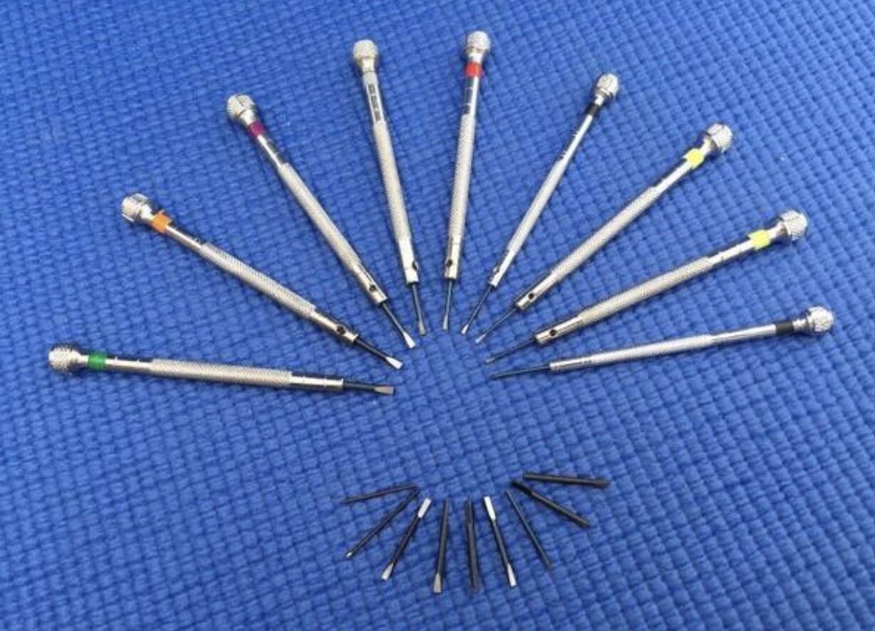 9 Pcs slotted screwdriver for RLX Rolex steel band screwtube parts tools