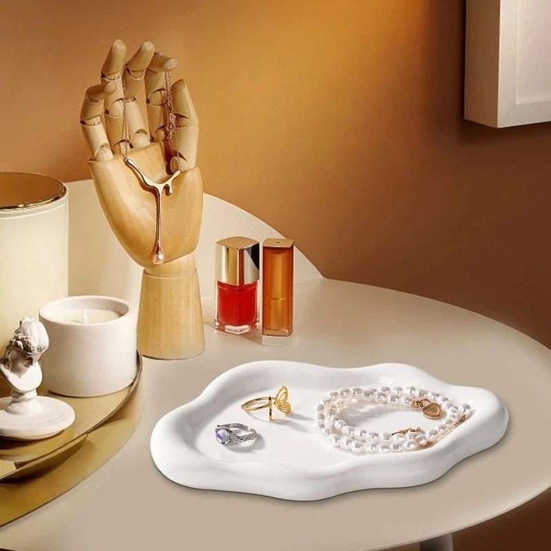Cloud-Shaped Jewelry Tray Decorative Plate for Rings Earrings Bracelets & Neckla