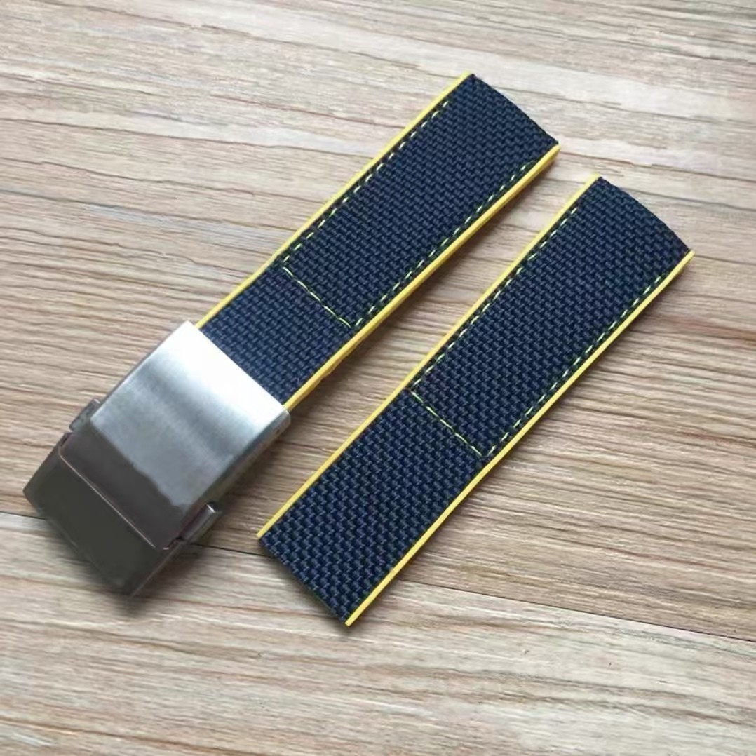 22mm Nylon Rubber Watch Band Strap Fits for Breitling NAVITIMER WORLD Avenger
