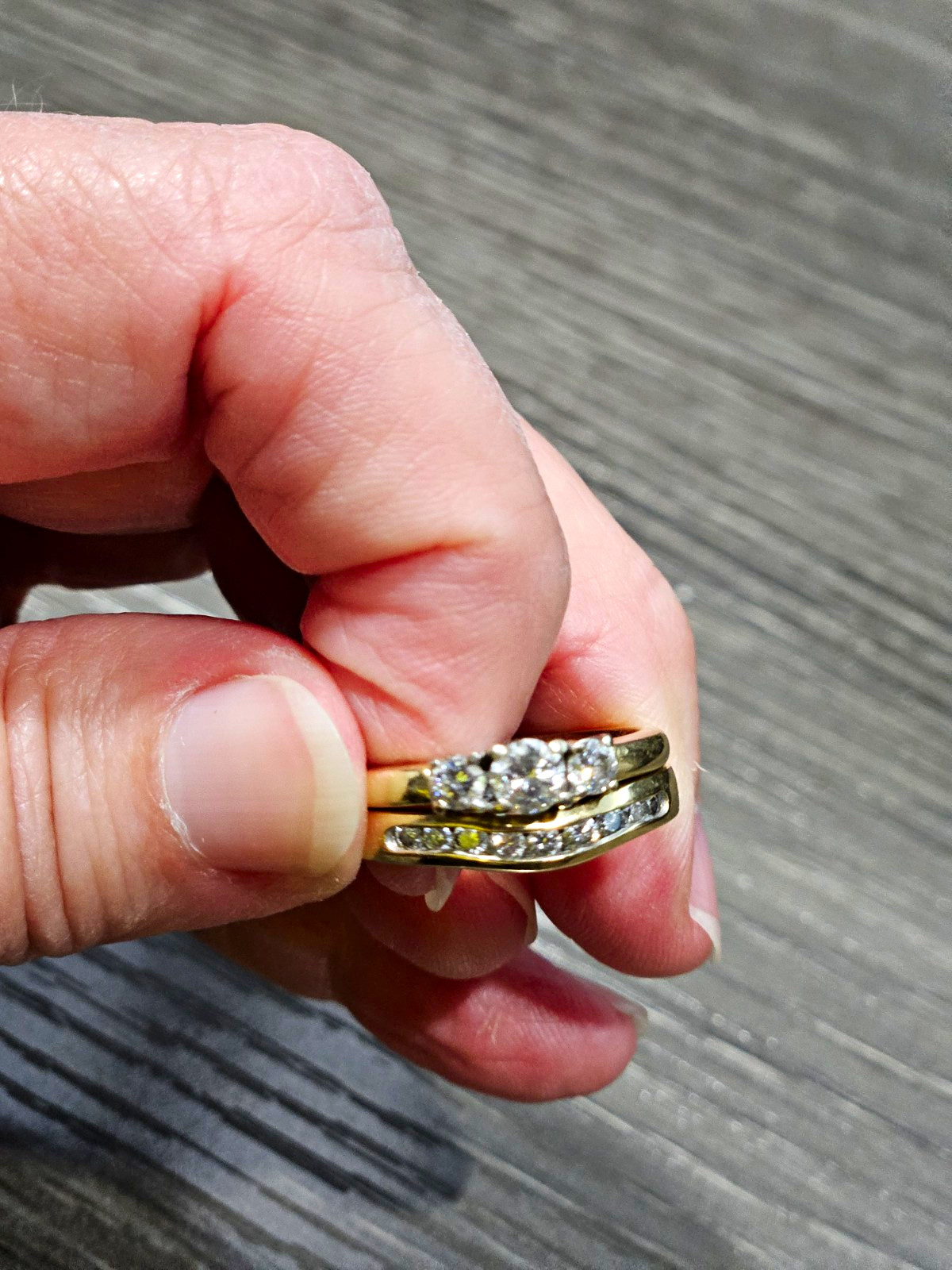 14k Yellow Gold Round Diamond 2pc Engagement/Wedding Ring Set Prong Sz 7