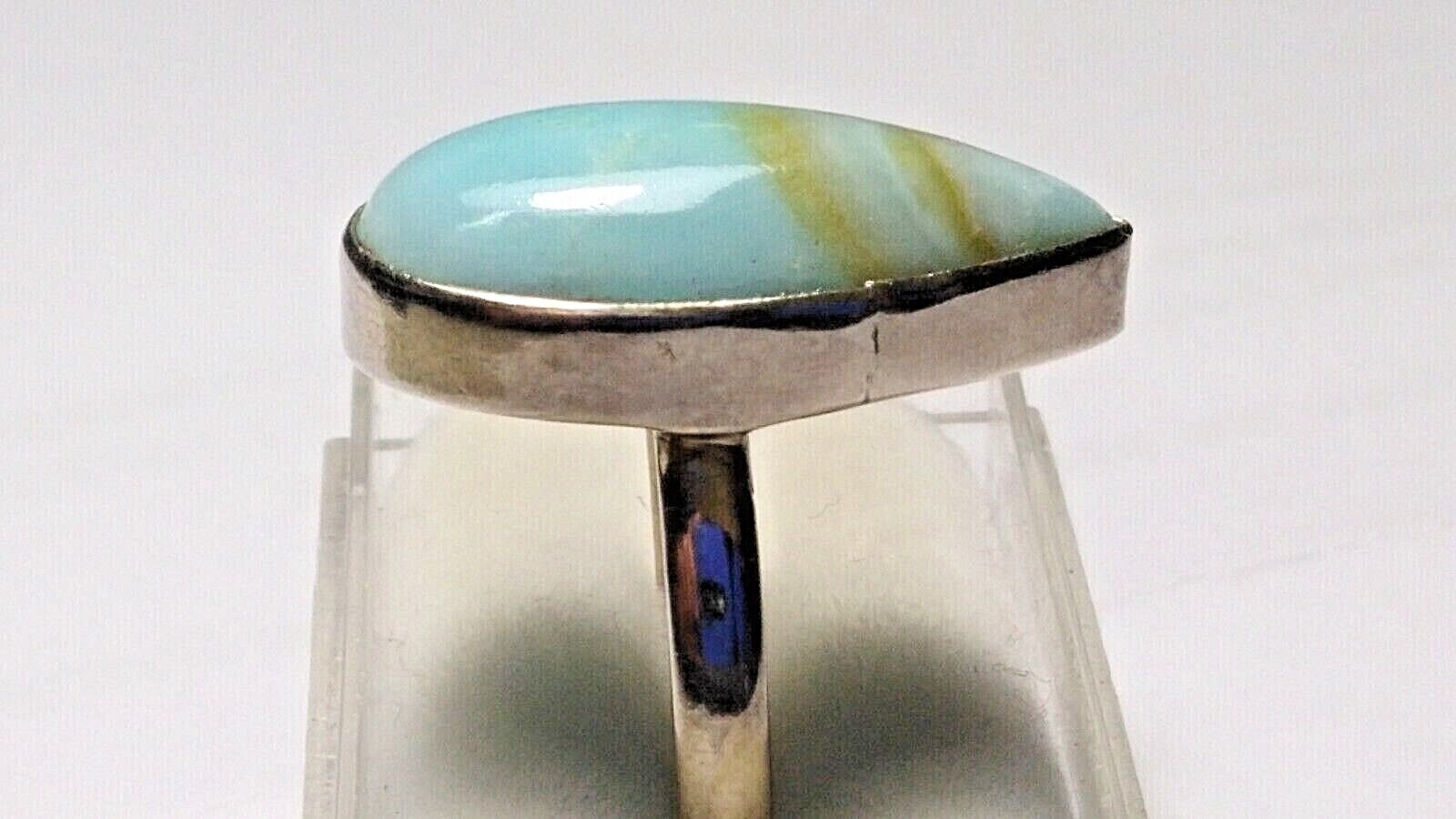 AESTHETIC NATURAL LARIMAR IN STERLING SILVER.925 RING SIZE 8.75-9.0!