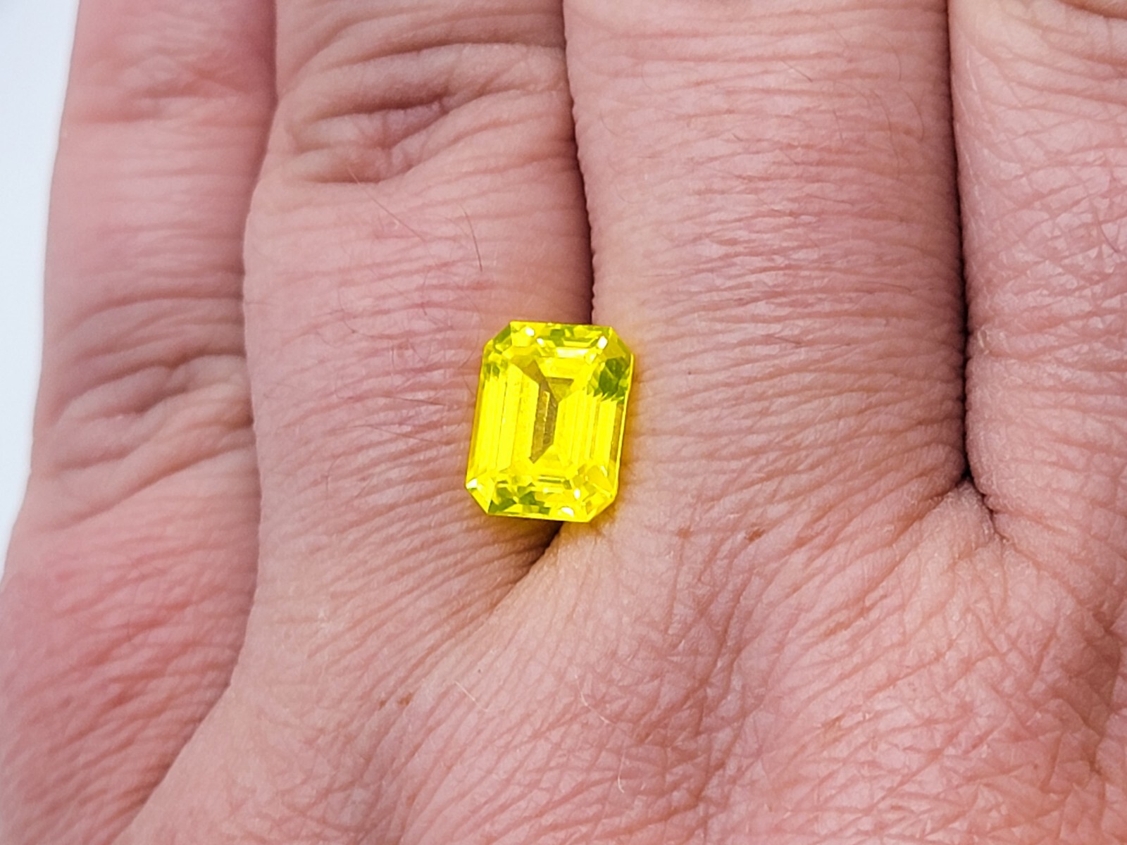 UV Yellow YAG Yttrium Aluminum Garnet 4ct Fluorescent Emerald Cut Gem 10x8mm