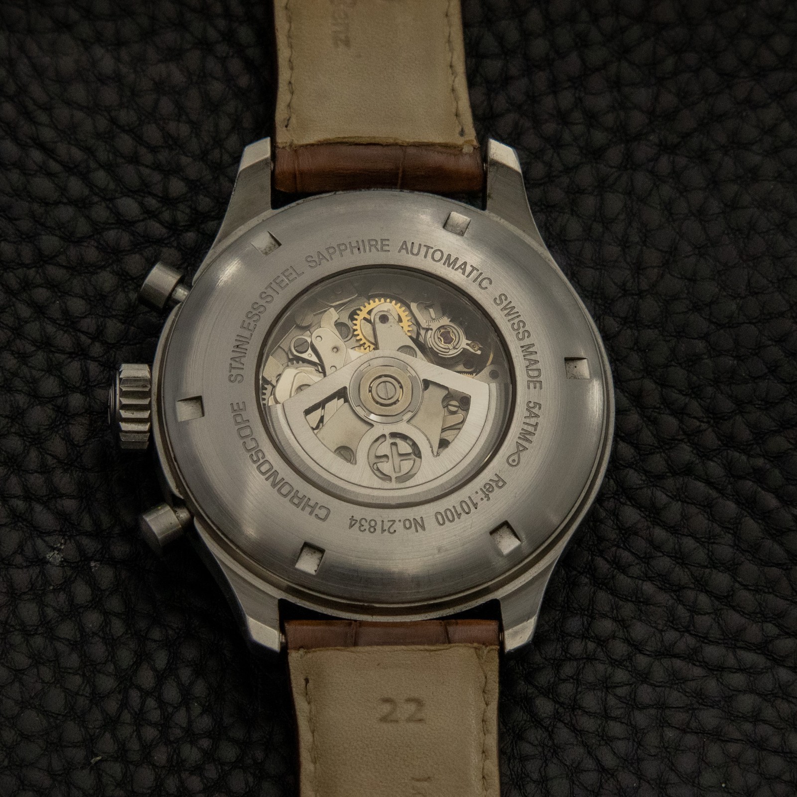 Ernst Benz 47mm ChronoScope GC10118 Parchment Dial Leather Strap – Rare