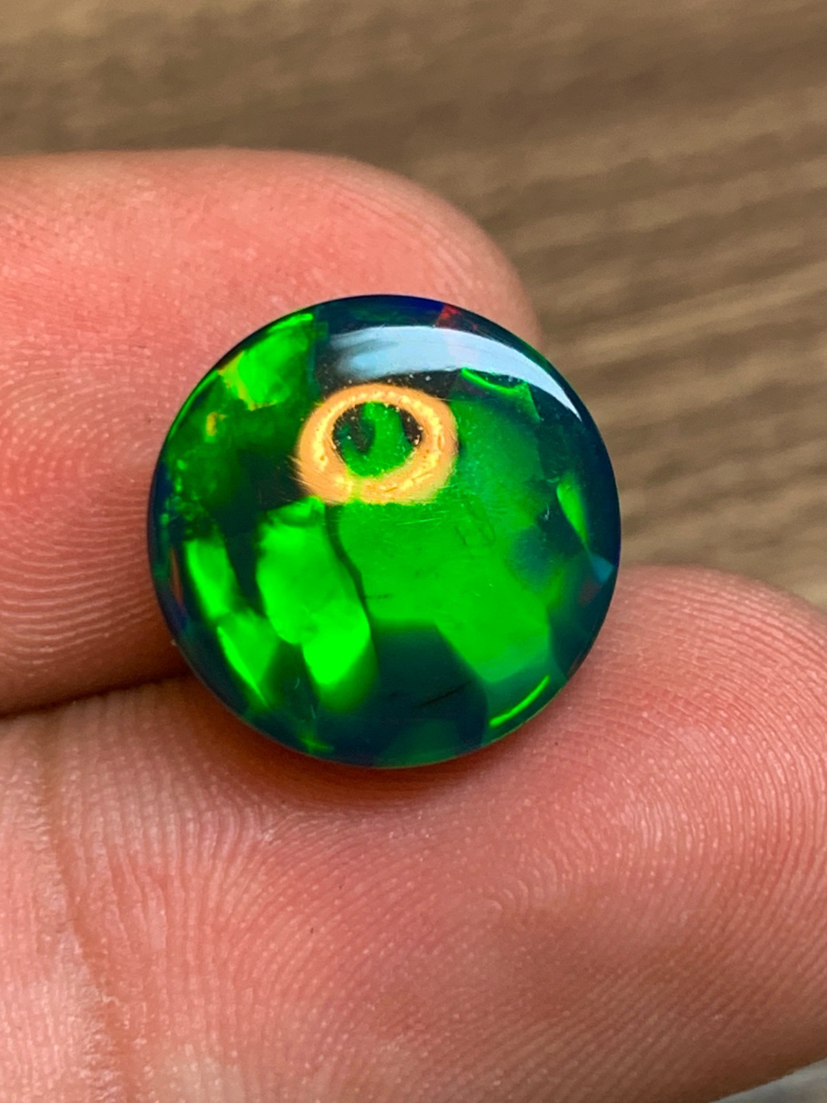 Ethiopian Opal Gemstone 5.15 Carat Round Cabochon Honeycomb Black Welo Loose Gem