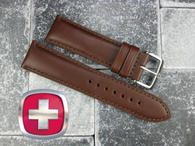 New VICTORINOX SWISS ARMY 21mm Dark Brown CALF LEATHER STRAP CAVALRY BAND x1