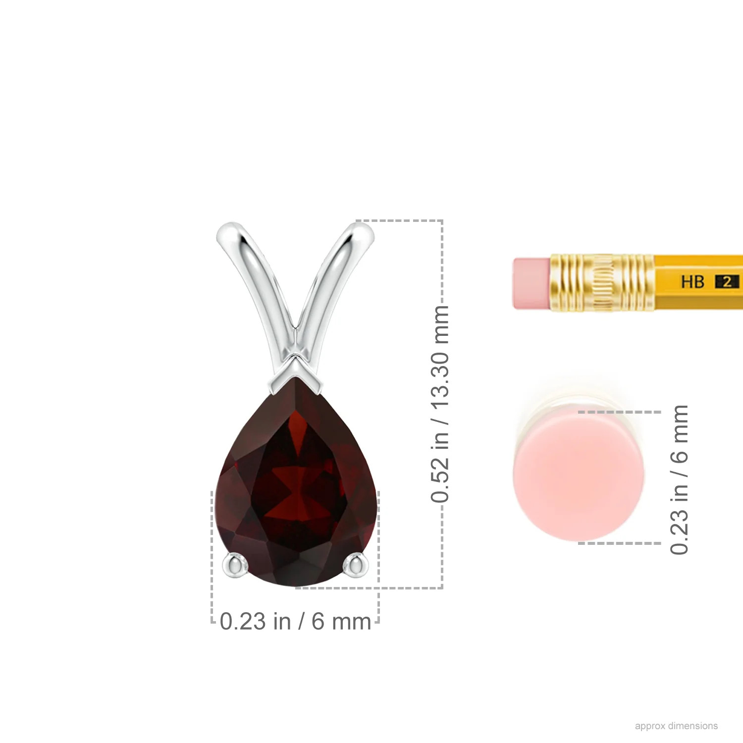 Angara Natural V-Bale Pear-Shaped 1.3 ct Garnet Solitaire Pendant in Silver