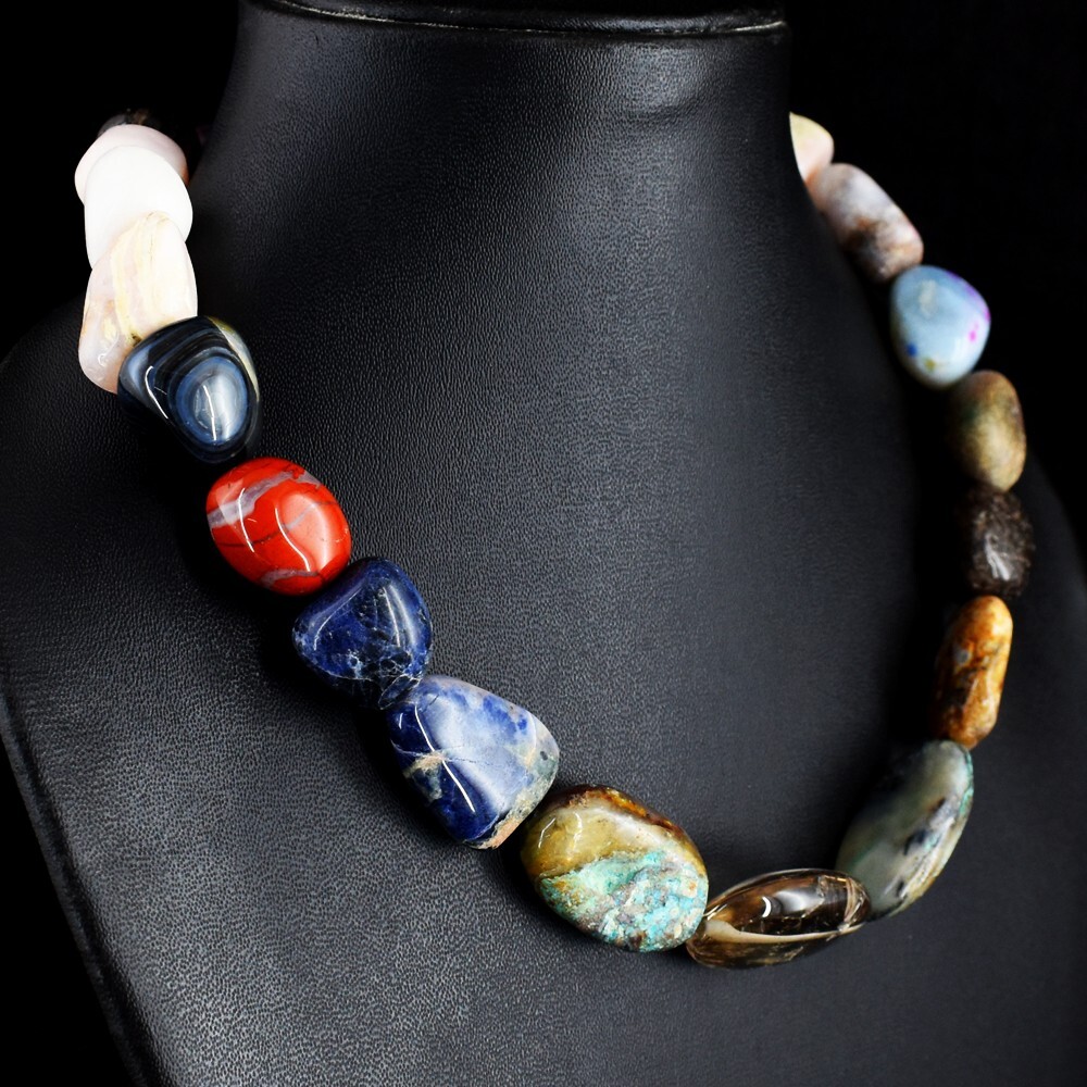 Pink Australian Opal & Rose Quartz 631.00 Cts Beaded Awesome Necklace VK 42 E695