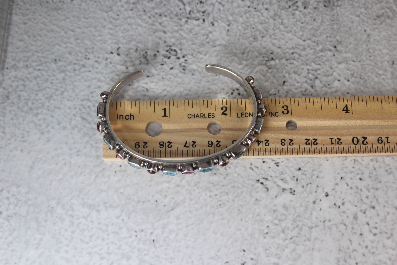 Vintage South Western Multi Stone Cuff Bracelet in Sterling Silver