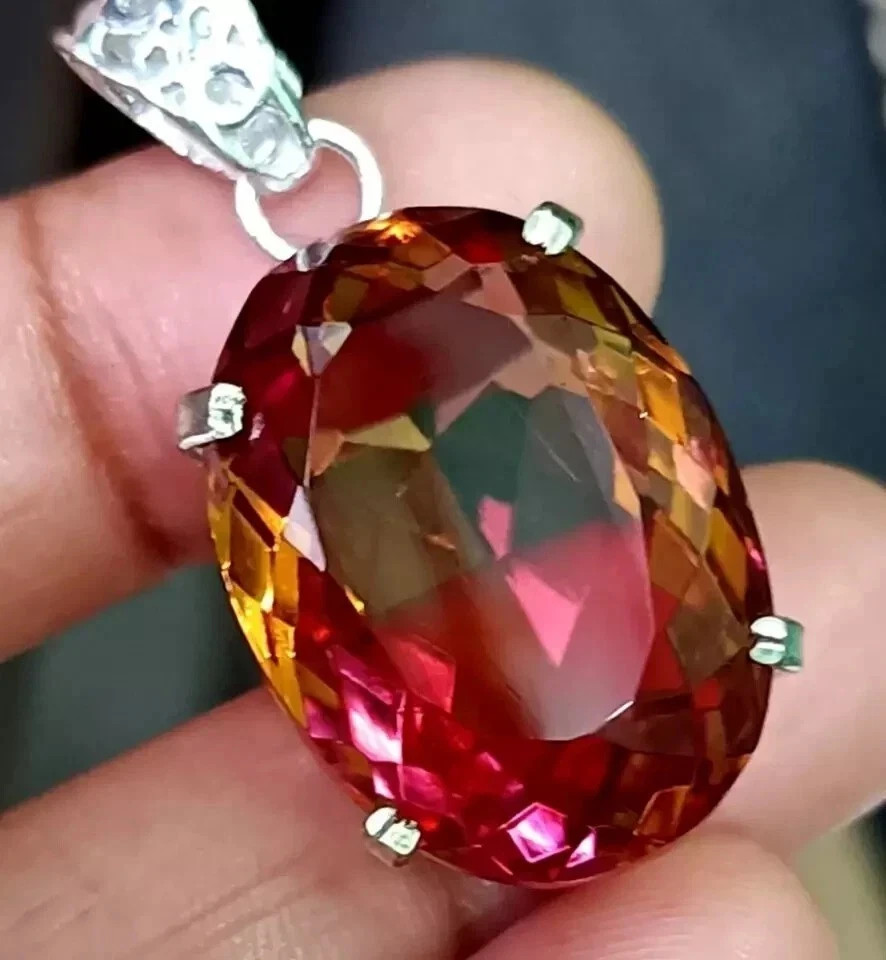 91.60 Ct Color Change Natural Alexandrite 925 Solid Silver Pendant Gemstone