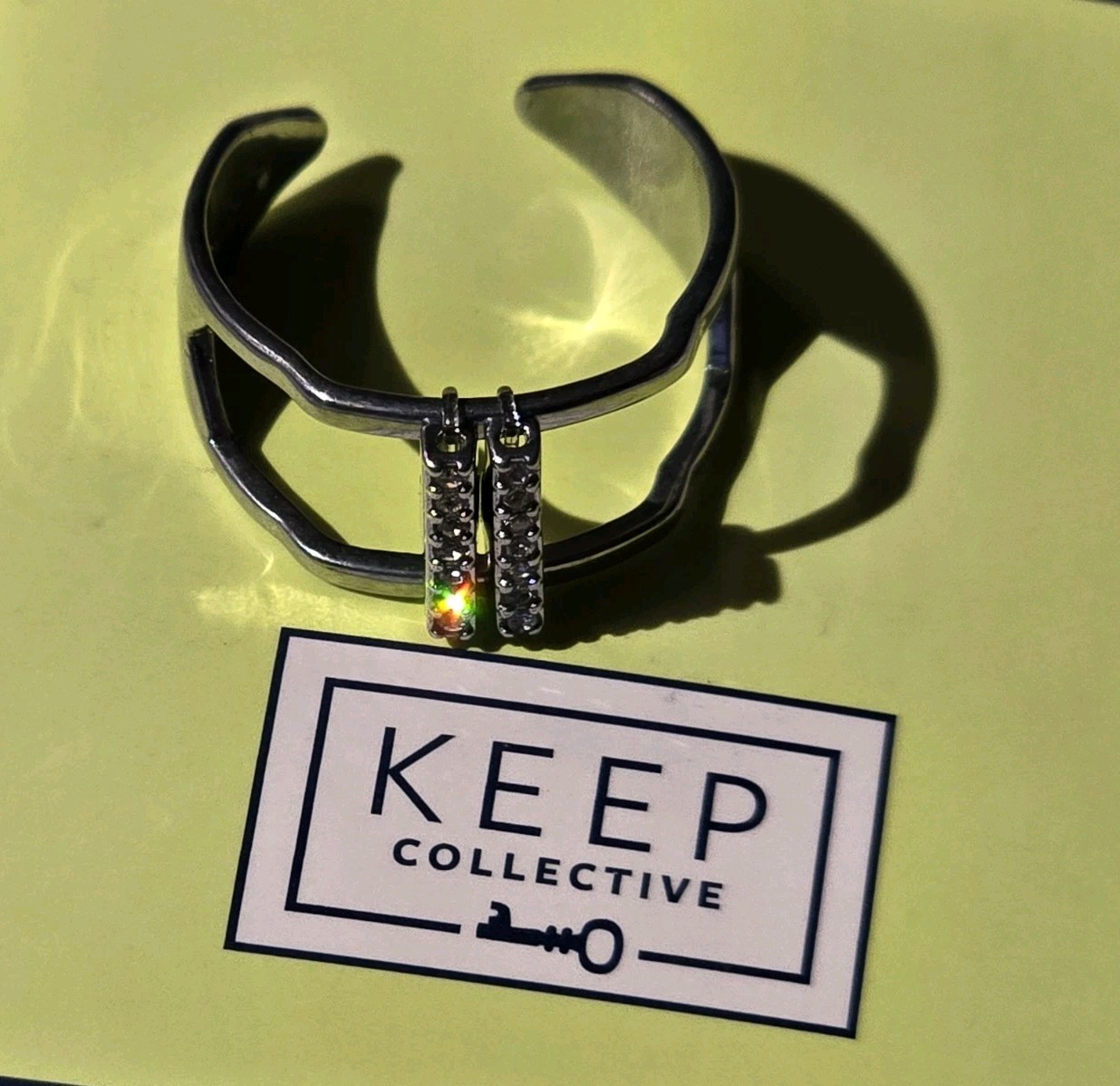 KEEP Collective SILVER RING Size M/L 7-9 Adjustable Charm Key Keeper NEW