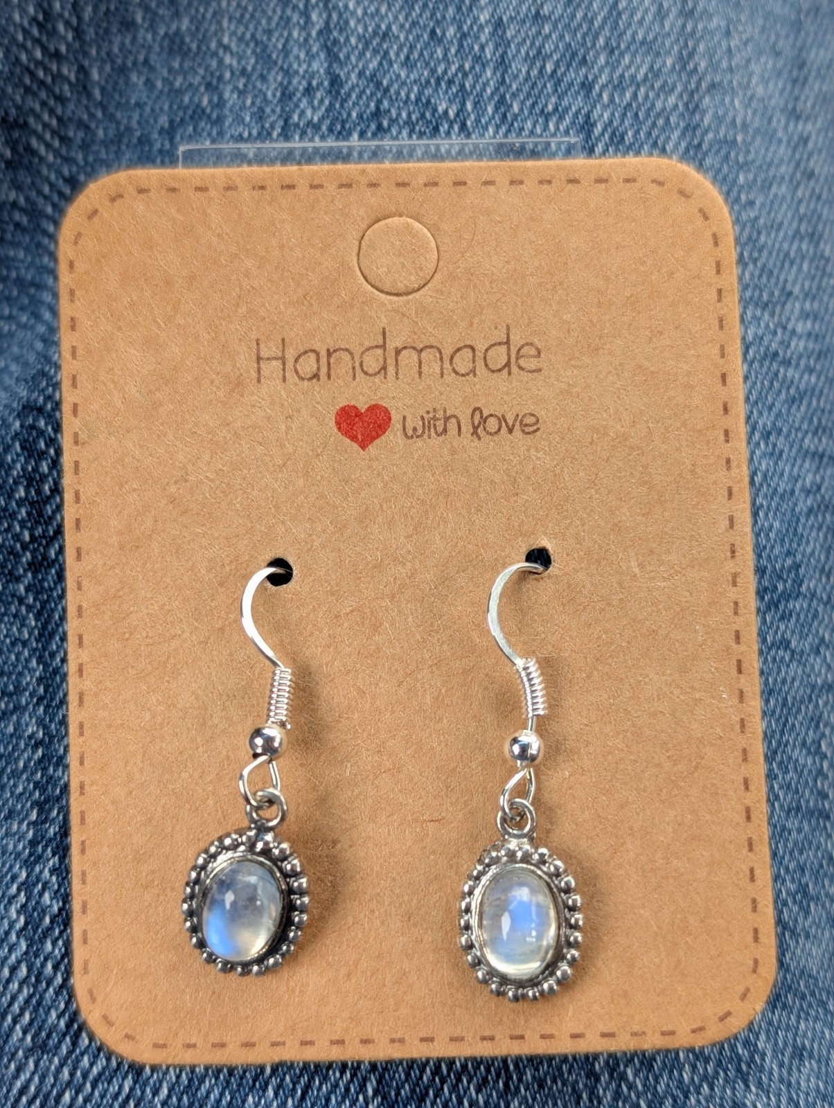 Oval Shaped Moonstone Drop Earrings sterling silver unique jewelry rare handmade