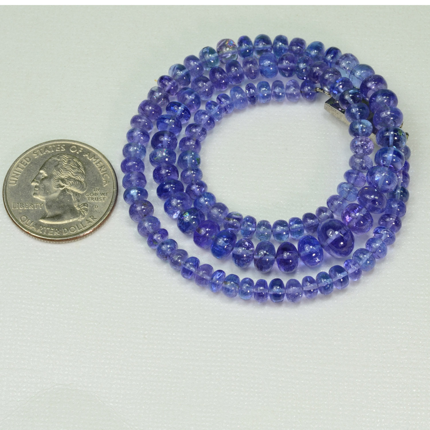 4.7MM-8.7MM Tanzanite Smooth Rondelle Bead 16 inch strand with silver clasp