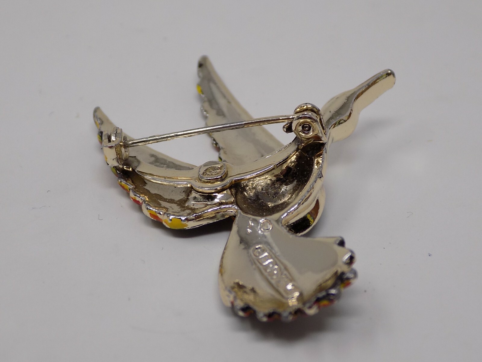 Vintage Signed Gerrys Blue Enamel Bird Duck in Flight Pin Brooch 2 1/8 inches