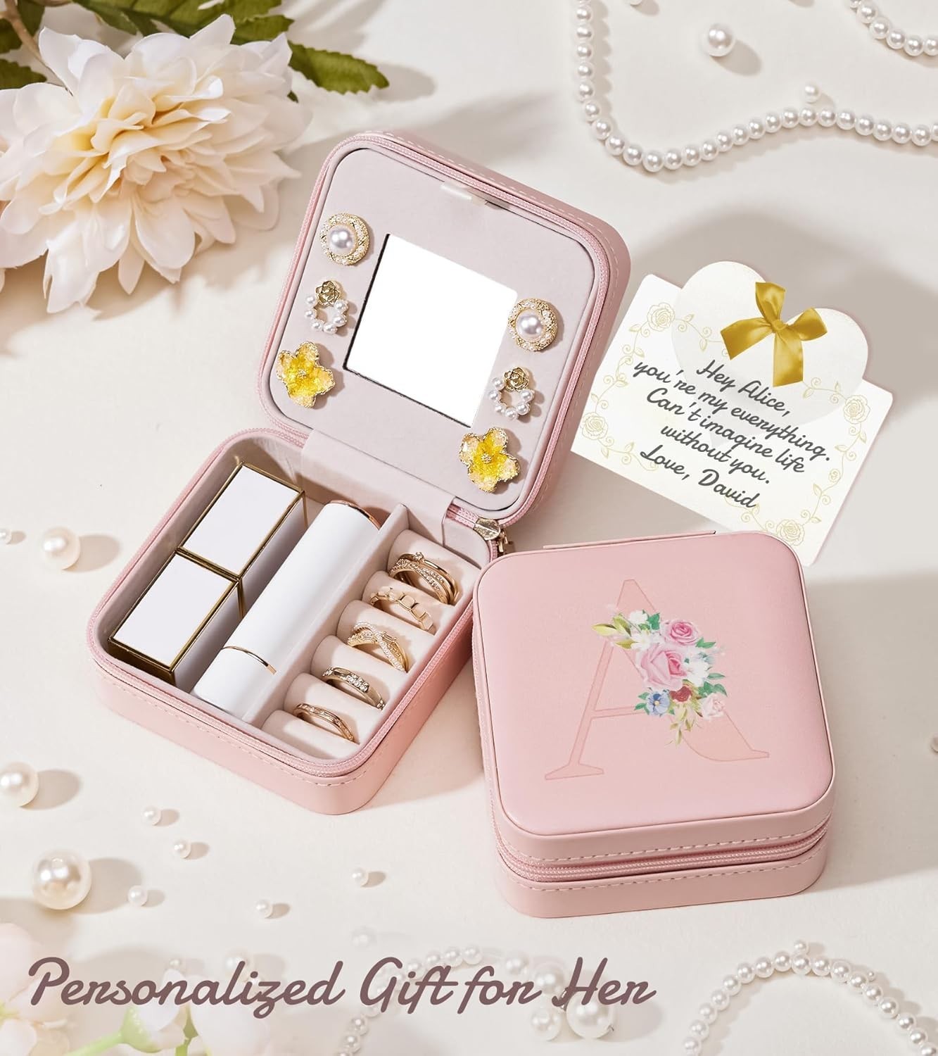 Travel Jewelry Box for Girls: Traveling Jewelry Case Gift for Women – Mini Or…