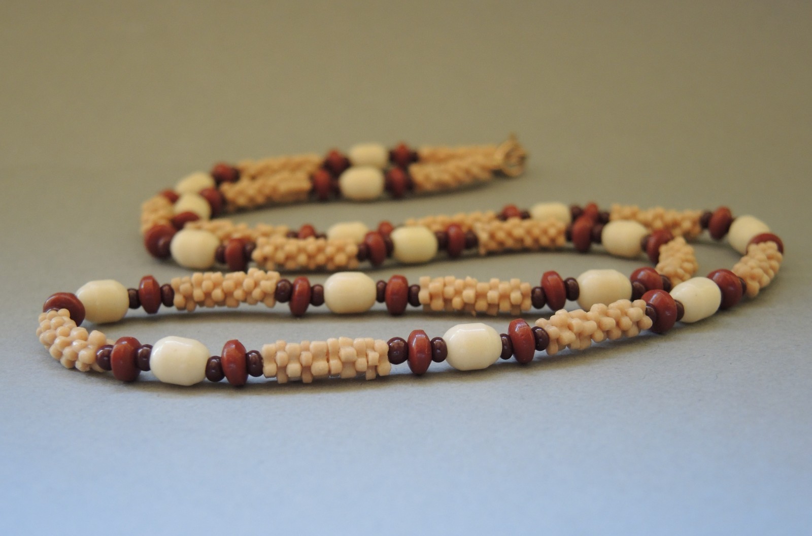 Vintage Czech Glass Necklace Lot 3 Faux Tiger Eye Snake Beads Satin Brown