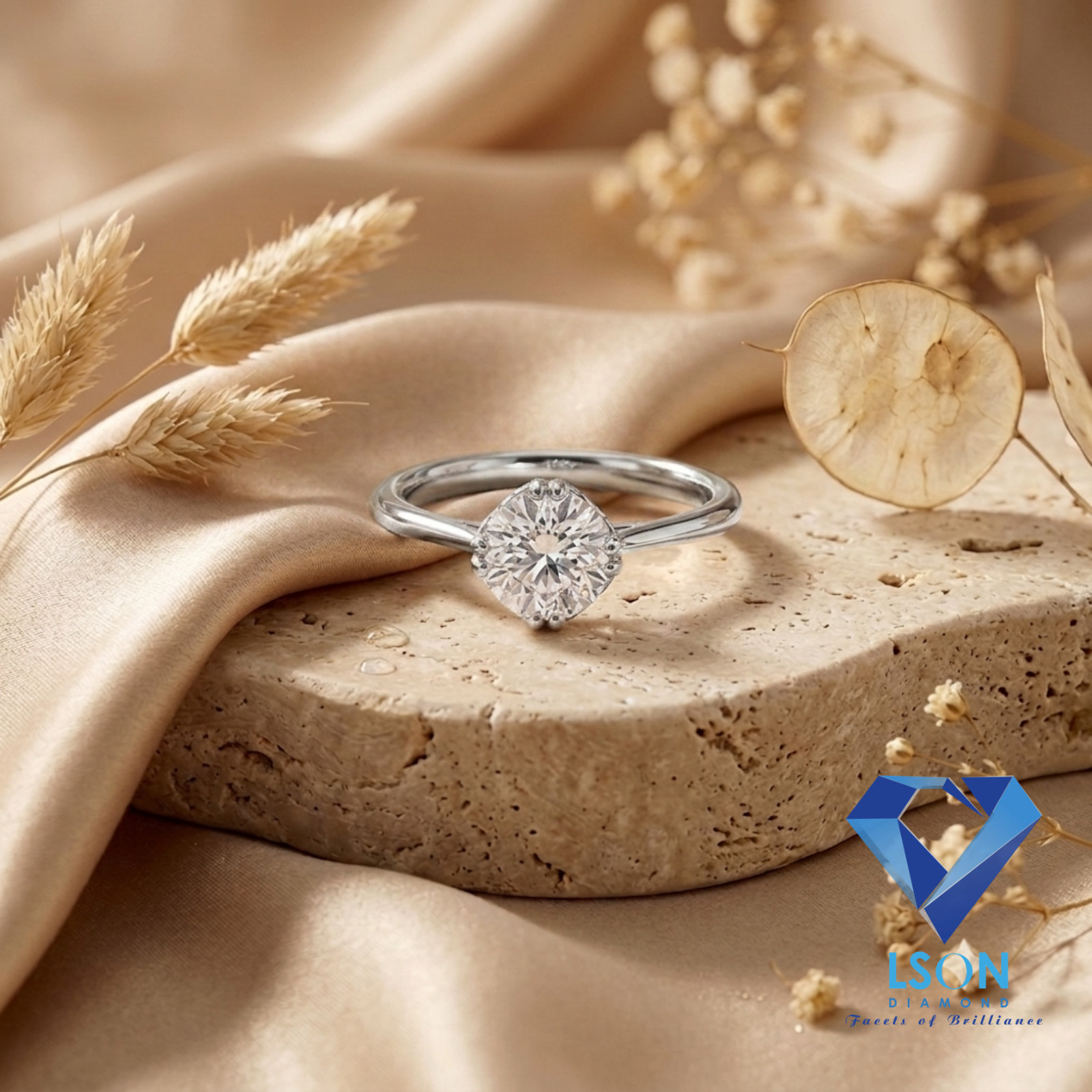 Lab Grown Diamond Solitaire Ring : Round D-VVS2, 0.85ct/1ct, 10K/14K/18K, IGI