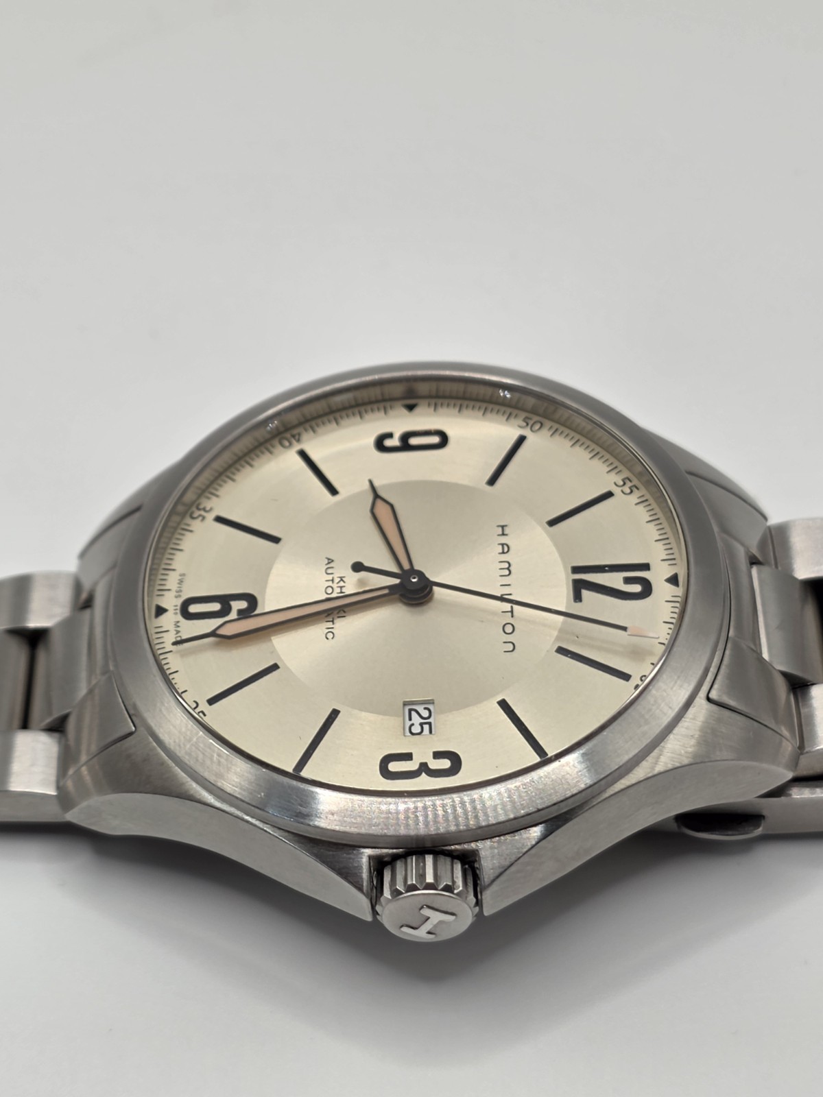 Hamilton Khaki Aviation Beige Men’s Watch, Stainless Steel Band And Leather
