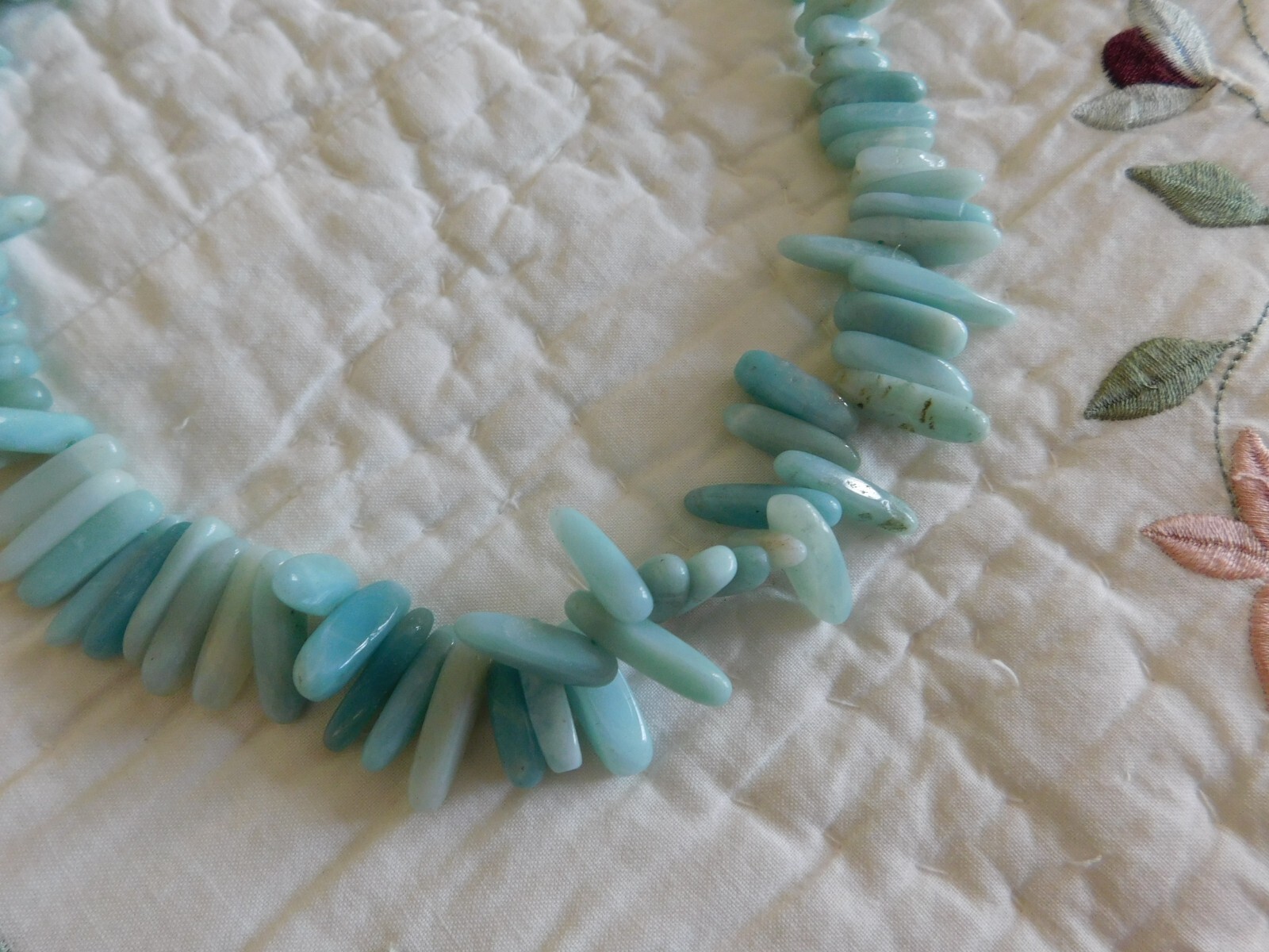 Chunky Boho Blue Teal Pointed Stone Bib Necklace 17” & 2″ Extender 87g