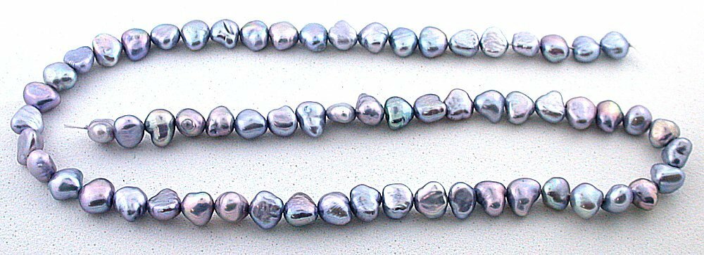 6mm to 8mm Blue Rainbow Flash Freeform Gem Freshwater Pearl 15 Inch Strand FWP90