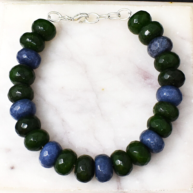 190.00 Cts Natural 7″ Long Garnet & Iolite Round Cut Beads Bracelet NK 25E187