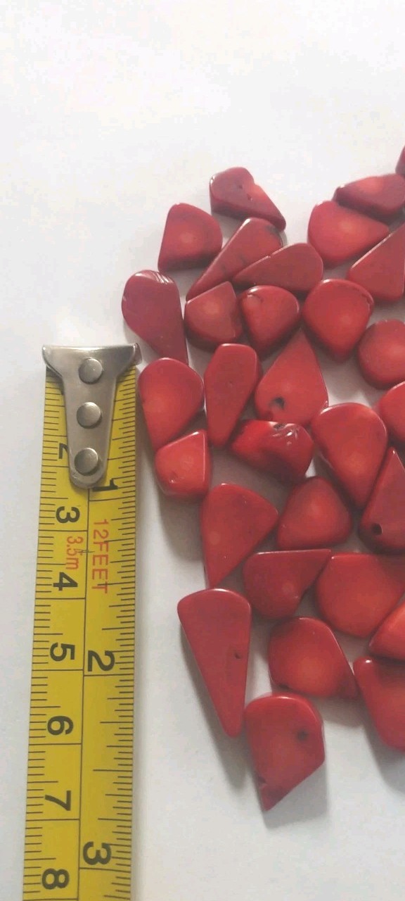 Loose Coral Dyed Red For Jewelry Making 114 G Triangle Candy Corn Shapes