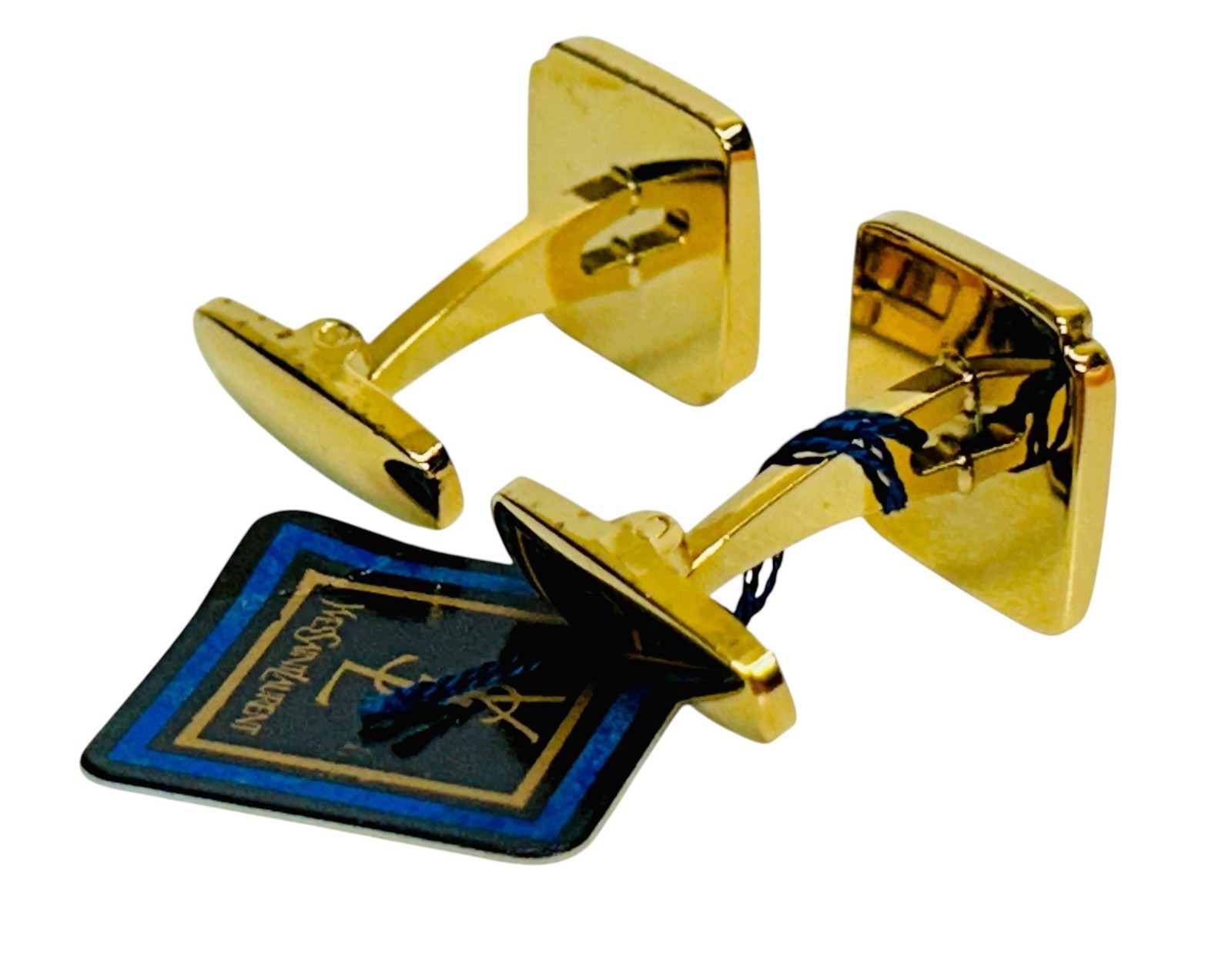 Vintage YSL Gradient Blue Cufflinks Yves Saint Laurent Cassandre Logo