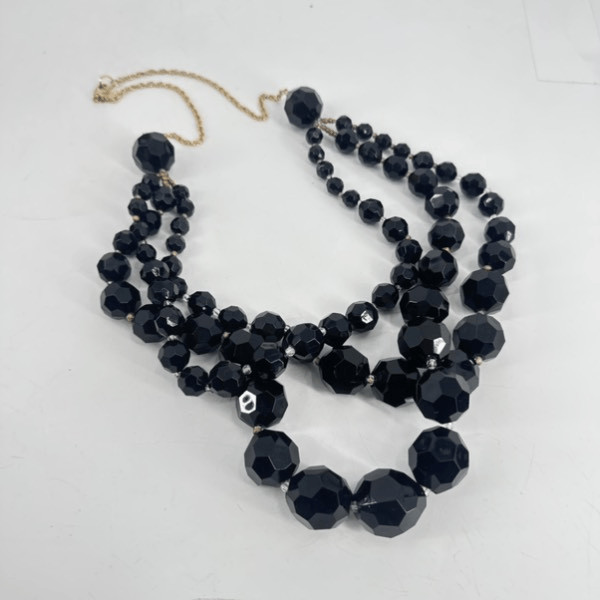 Lydell NYC Multi Strands Faceted Beaded Necklace Black Layered Chunky Y2K