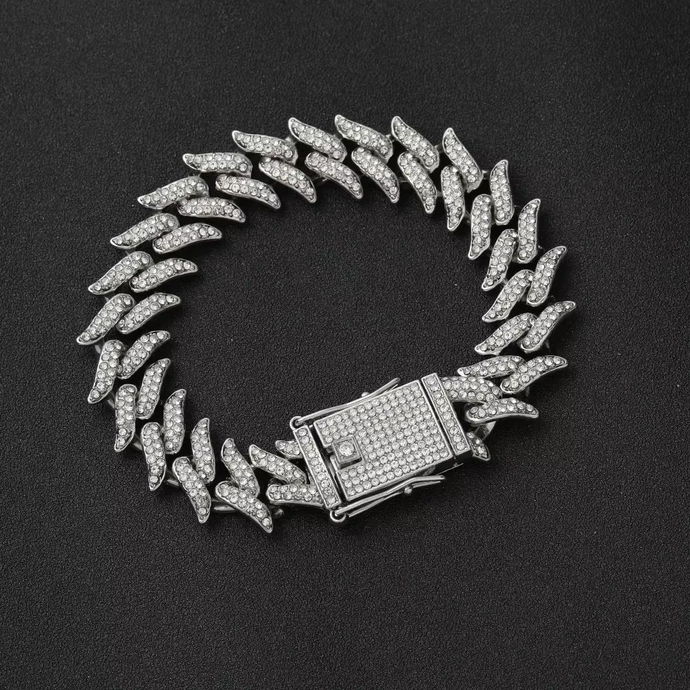 Diamond Cuban Bracelet Necklace Ice Crystal Full Diamond Hip Hop Jewelry Access