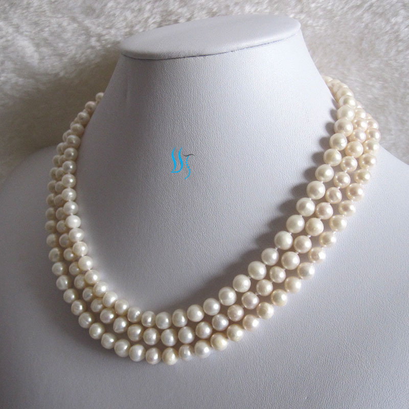 52″ 5-7mm White Cultured Freshwater Pearl Necklace Off Round Jewelry