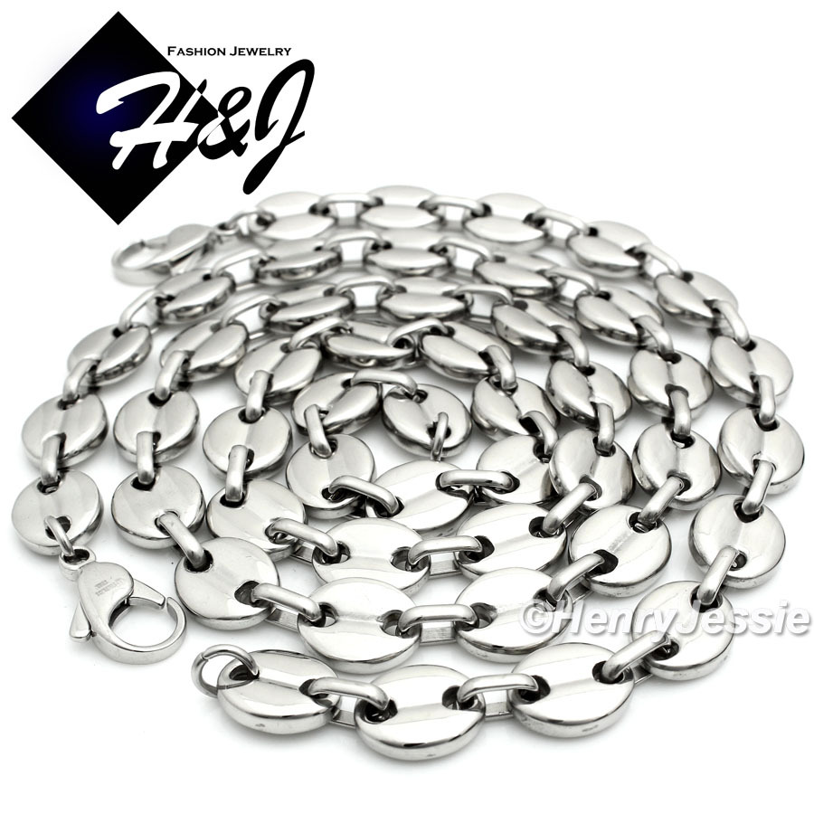 18-40″Stainless Steel 10x3mm Silver Puffed Mariner Necklace Bracelet Pendant*A11