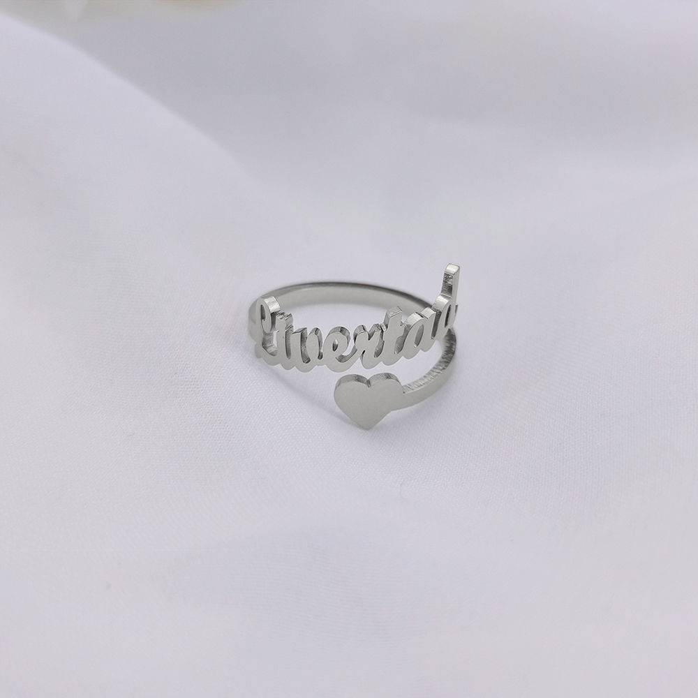 Personalized Name Ring Custom Engraved Stainless Steel Adjustable Band Gift