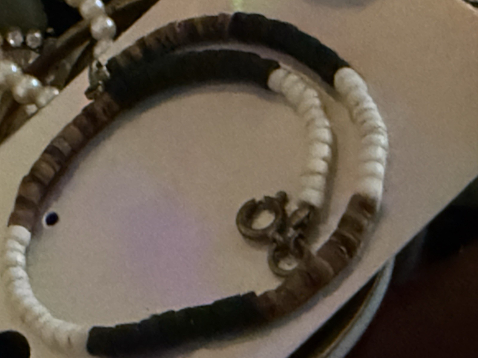 Bone Handmade Necklace Brown and white colors surf style Beach 7 Inches Large