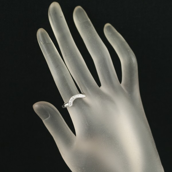 Auth Mikimoto Ring Diamond 0.13ct Wave US6-6.25 900 Platinum