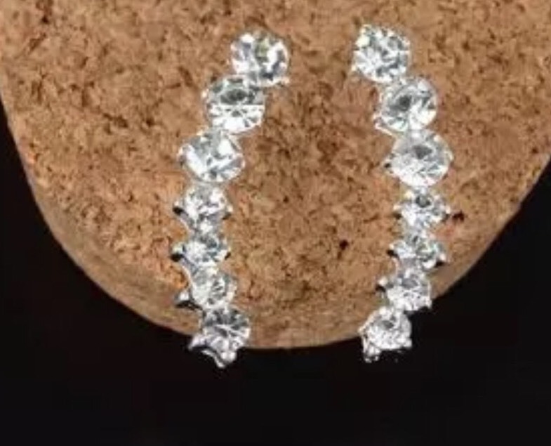 Crystal Meteor Earrings pierced ears Silver toned Push Back Fastening