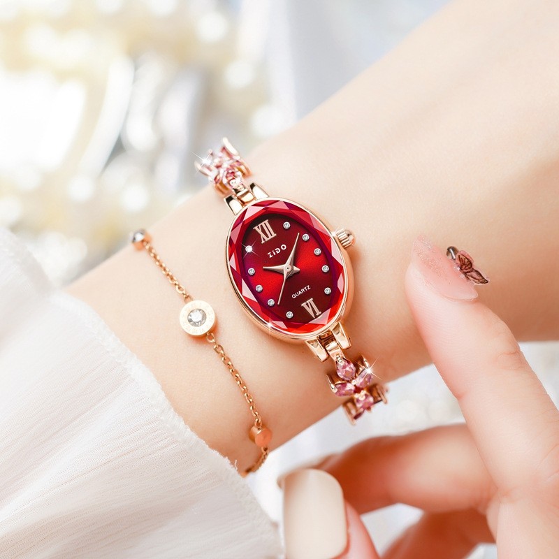 Women’s Watches Light Luxury Diamond Inlaid Female Watch Waterproof Oval Ladies