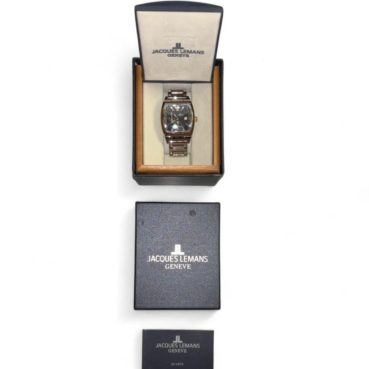 Jacques Lemans Geneve Mens Tonneau Watch G120 Stainless Steel Quartz