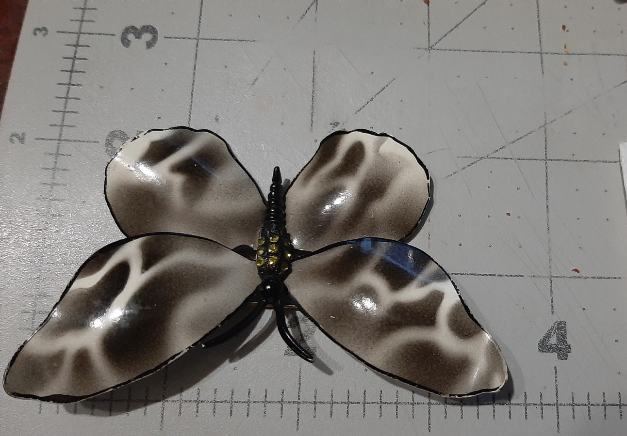 Black Gray White Butterfly Enamel Metal Pin Brooch