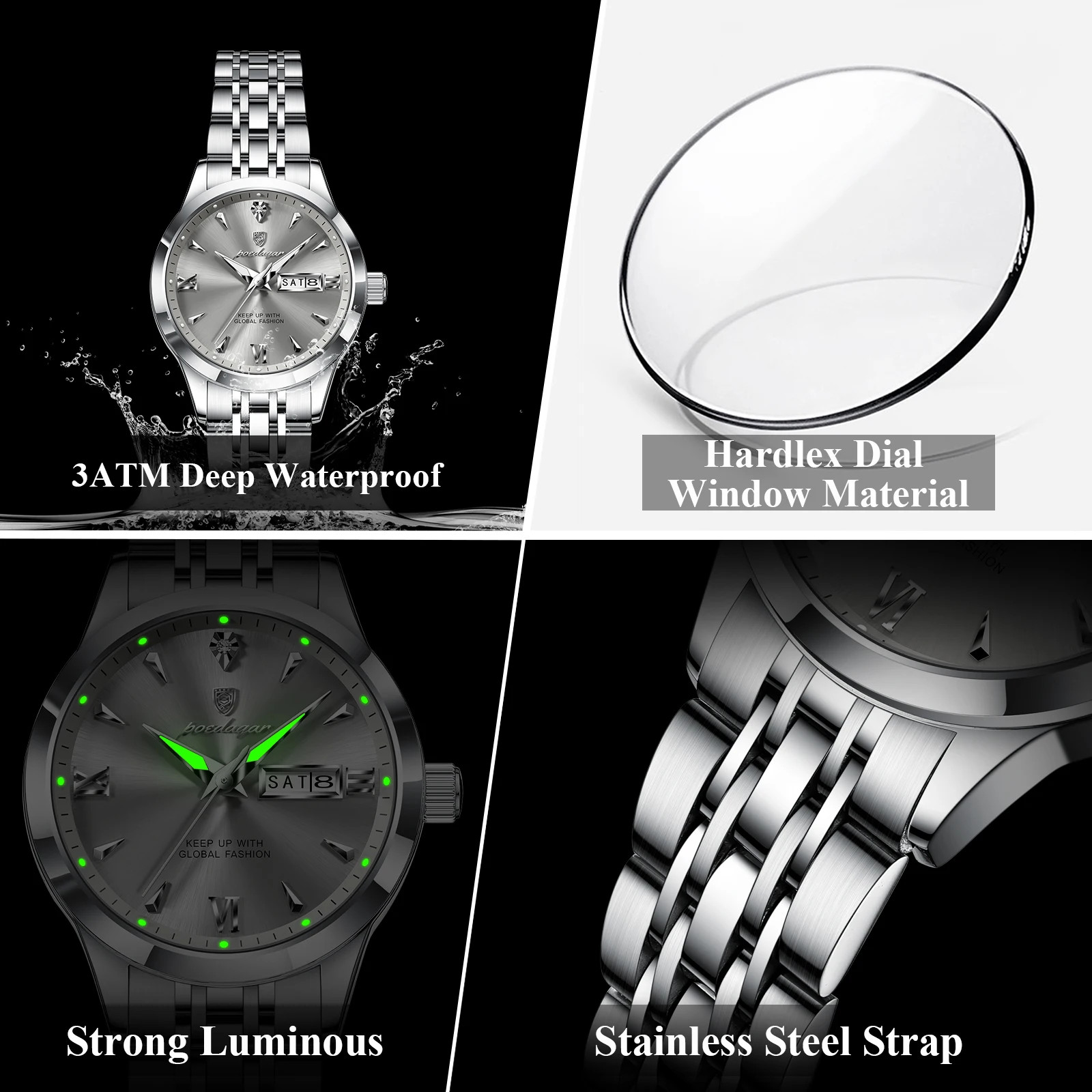 Watch For Woman Waterproof Luminous Date Week Ladies Watch