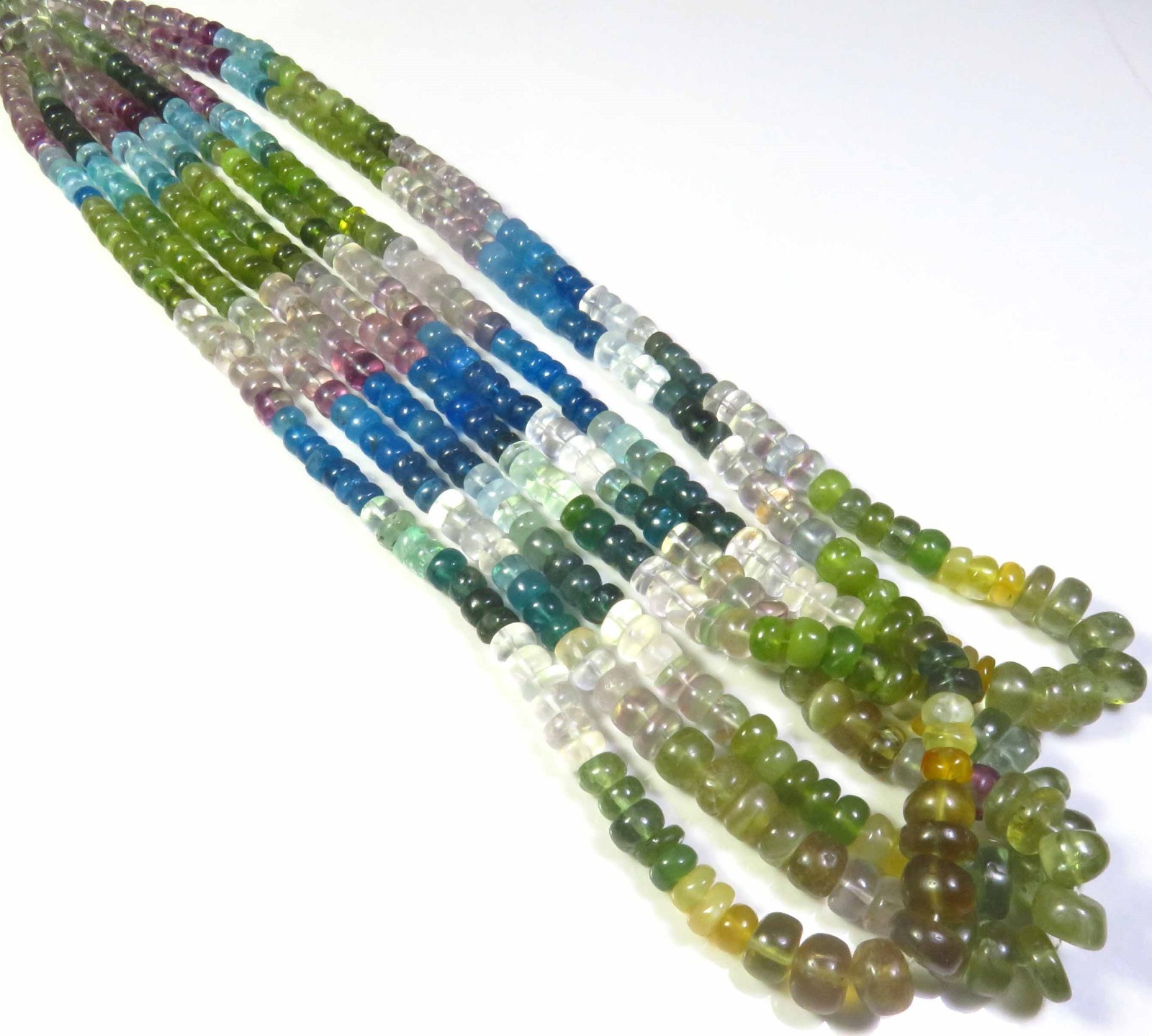 Apatite Rondelle Gems Beads 16″Inch Natural Multi Apatite Plain Beads 4.5-8mm LC