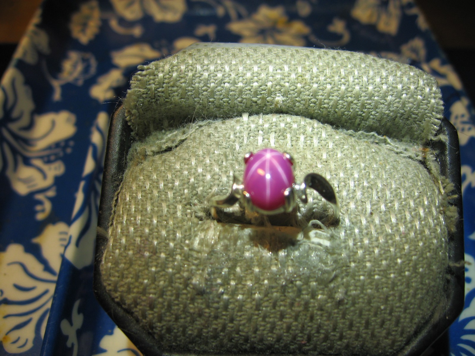 9X7MM BURGUNDY LINDE STAR SAPPHIRE RING 925 STERLING SILVER SIZE 8