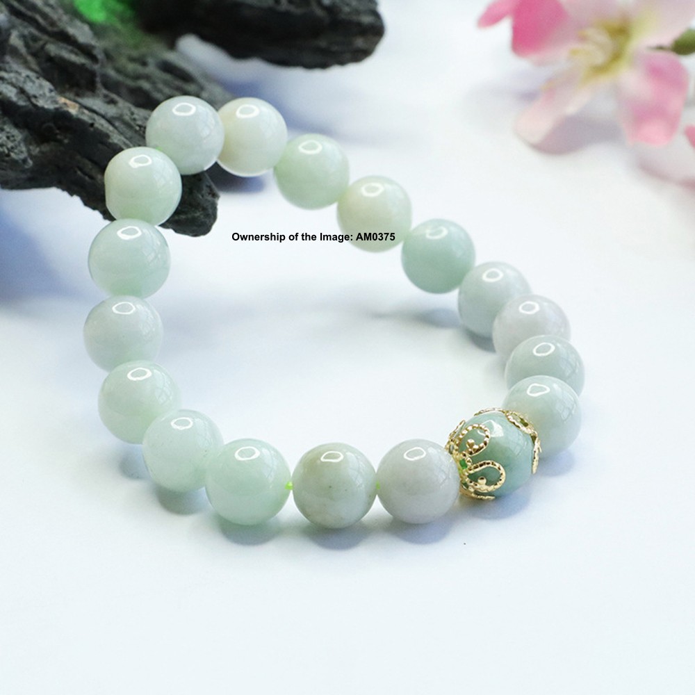 New Natural Grade A Jade Light-Green 10mm Bead Stretch Bracelet 14-16cm