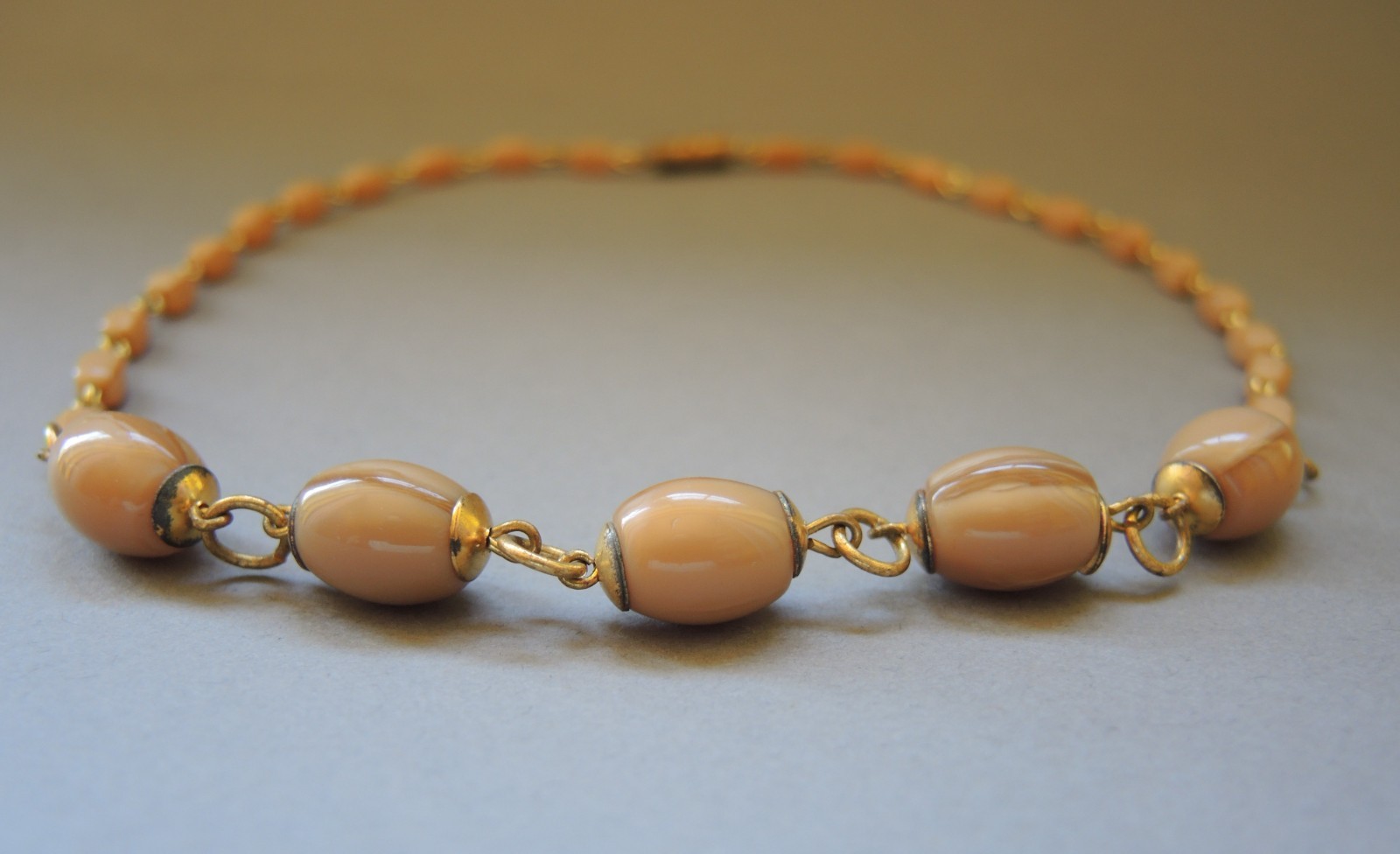 Vintage Czech Glass Necklace Lot 3 Faux Tiger Eye Snake Beads Satin Brown