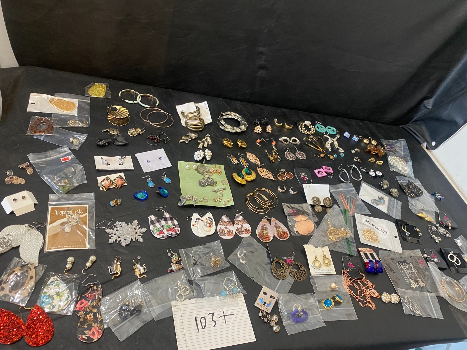 huge lot 103+ pairs earrings earring collection dangle stud hoop clip estate +