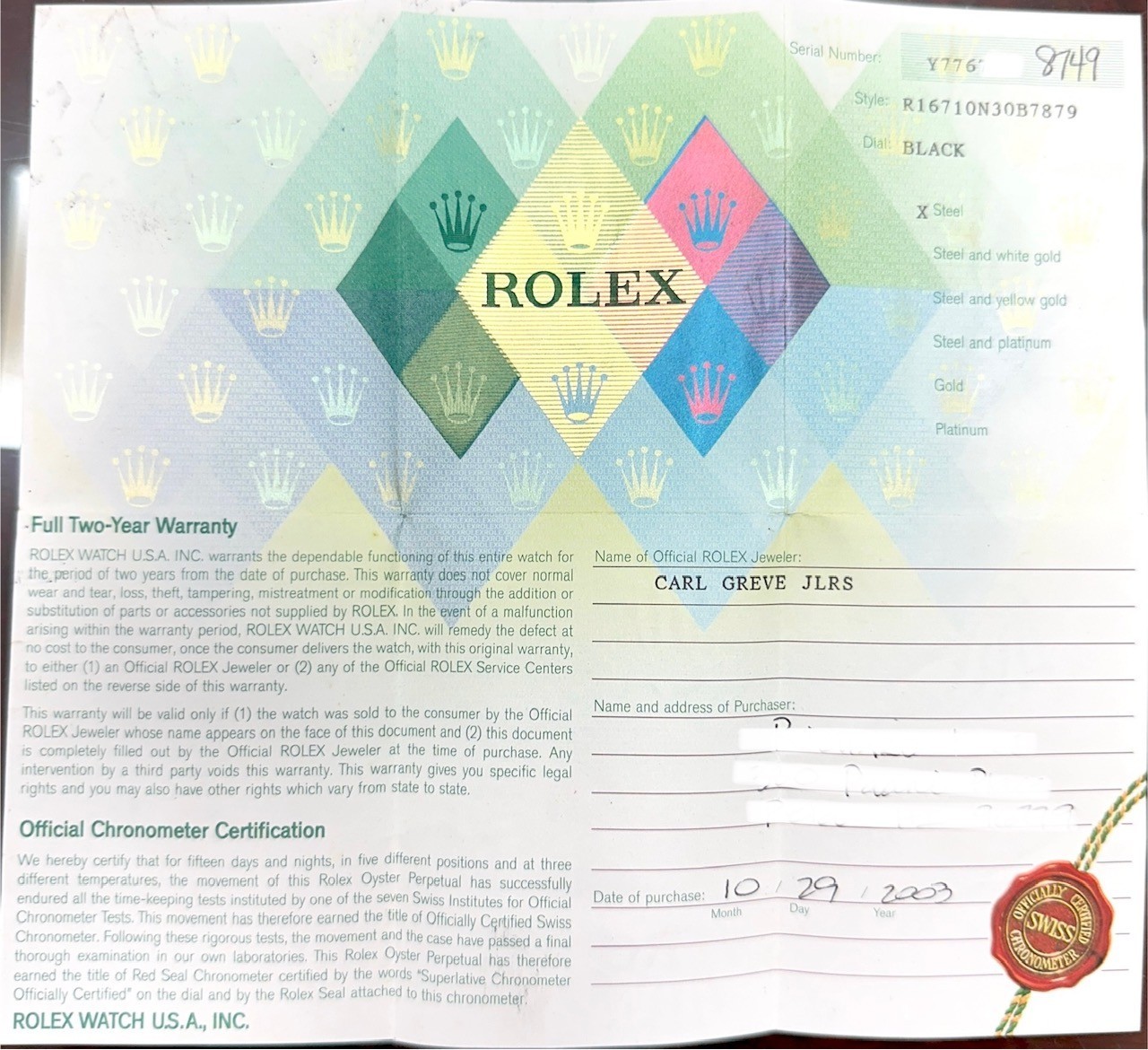 Rolex GMT-Master II 16710 Black Stainless Steel Box Paper 40mm 2003