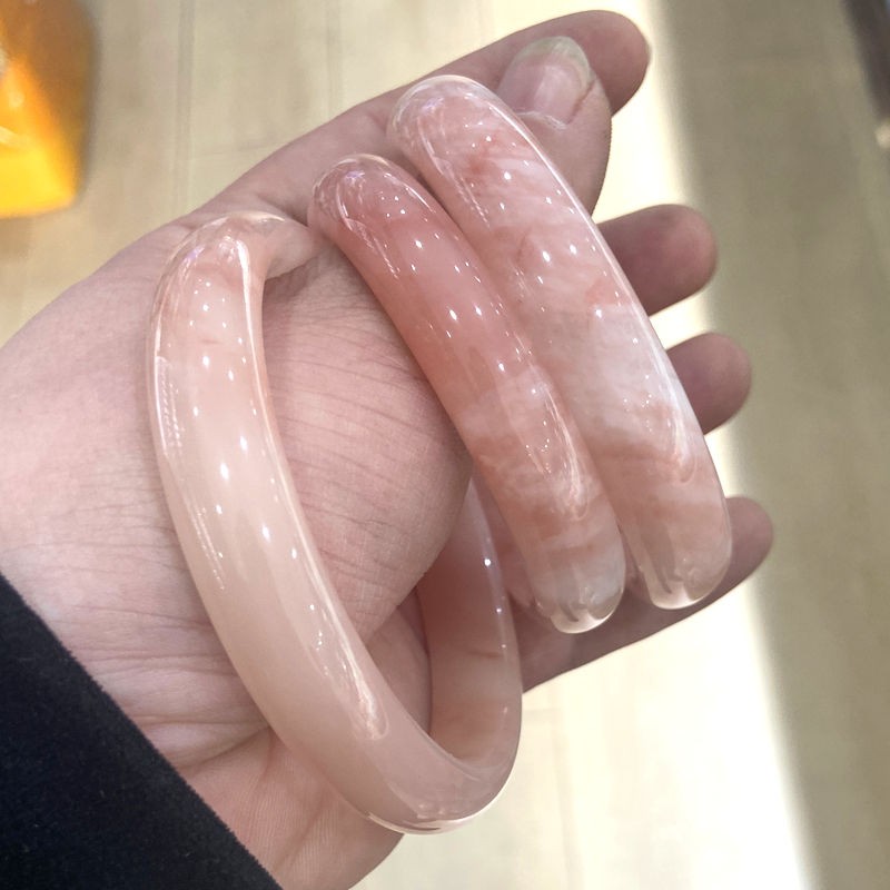 Certified Natural Grade A Pink Peach Blossom jade jadeite Bangle Bracelet