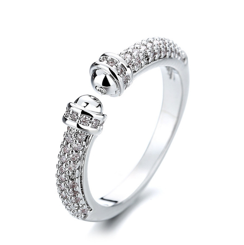 White GOLD PLATED MICROPAVE CZ WOMEN’S OPEN CUFF RING BAND GIFT Adjustable S1