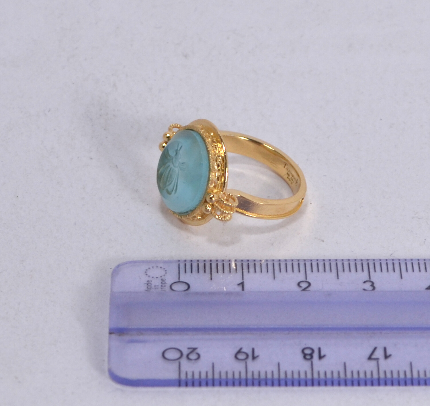 Tagliamonte Ring Silver 925 With Stained Glass Inlay Blue Red TGN 975 Size 15